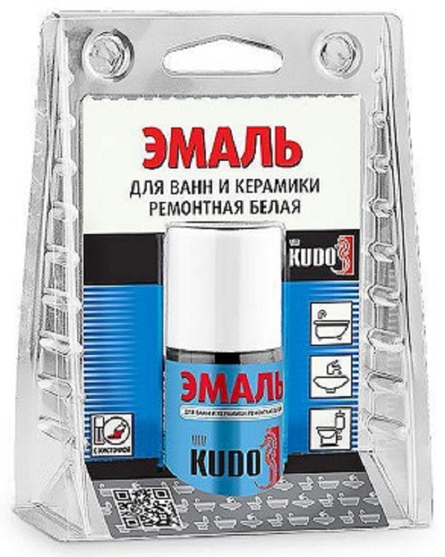 Эмаль для ванн KUDO KU-7K1301 с кисточкой Белая