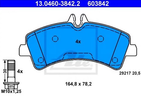 Колодки тормозные дисковые VW CRAFTER, MERCEDES SPRINTER Ate 13.0460-3842.2