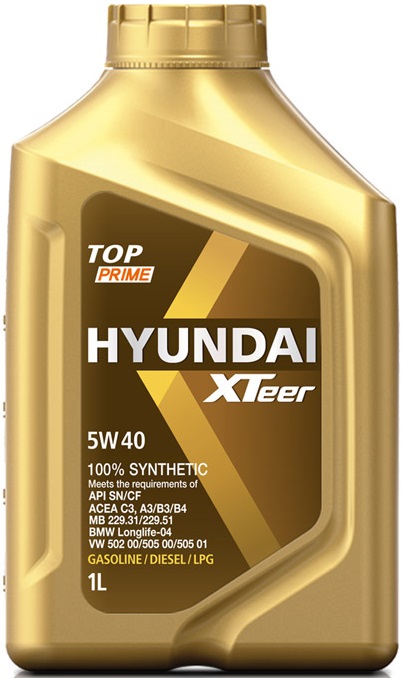 Масло моторное синтетическое Hyundai Xteer 1011116, TOP Prime, 5W-40, 1 л 