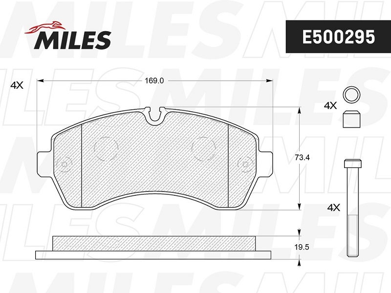 Колодки тормозные, дисковые MERCEDES-BENZ SPRINTER Miles E500295