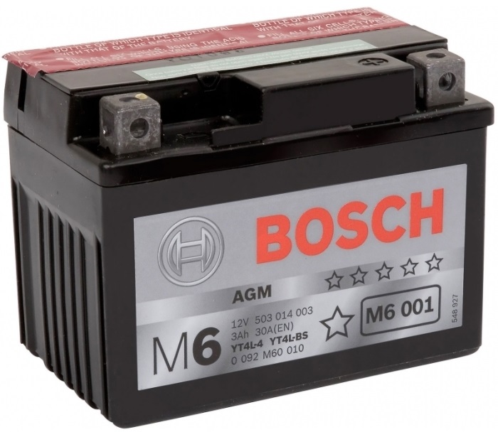 Аккумуляторная батарея Bosch Funstart AGM 0 092 M60 010 (12В, 3А/ч)