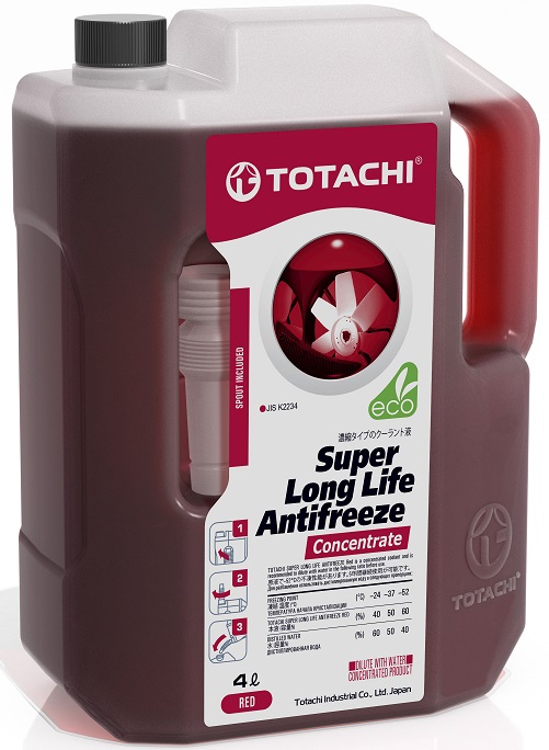 Жидкость охлаждающая Totachi 44405 SUPER LONG LIFE ANTIFREEZE Red, красная, 4л