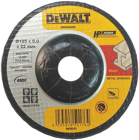 Круг зачистной по металлу HP Dewalt DW4543AIA-AE, 125x6x22.2 мм