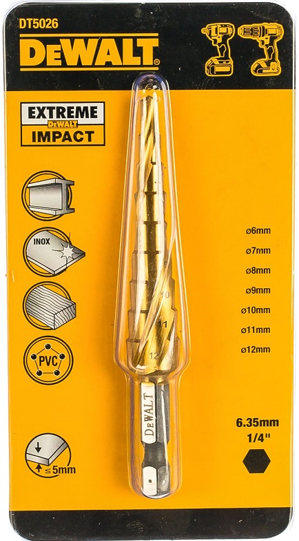 Сверло ступенчатое EXTREME IMPACT DEWALT DT5026-QZ, 4-12 мм