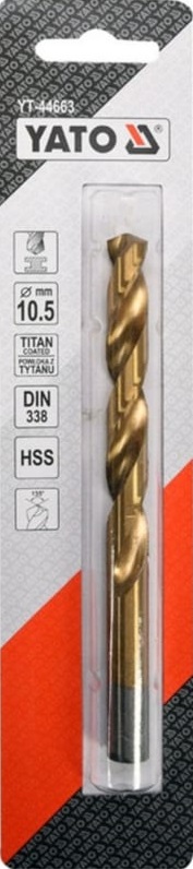 Сверло по металлу YATO YT-44663, HSS-TiN, 10.5 мм