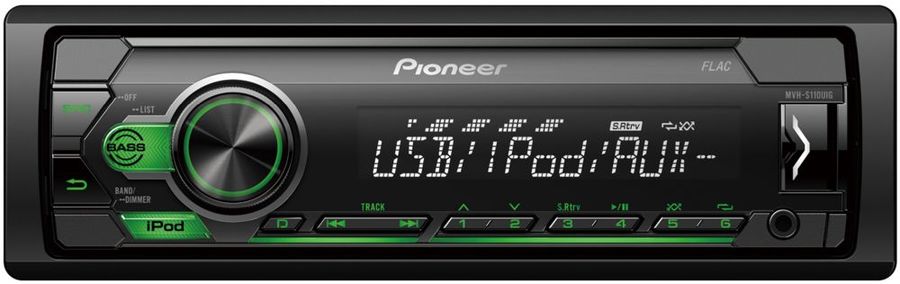 Автомагнитола Pioneer MVH-S110UIG, USB, 1DIN, 4x50Вт