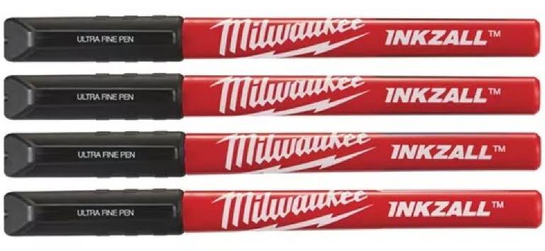 Промышленные ручки с тонким кончиком Milwaukee 48223164 (4 штуки, черные)