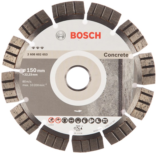 Алмазный круг 150х22 мм по бетону сегмент. Turbo BEST FOR CONCRETE BOSCH (сухая резка)