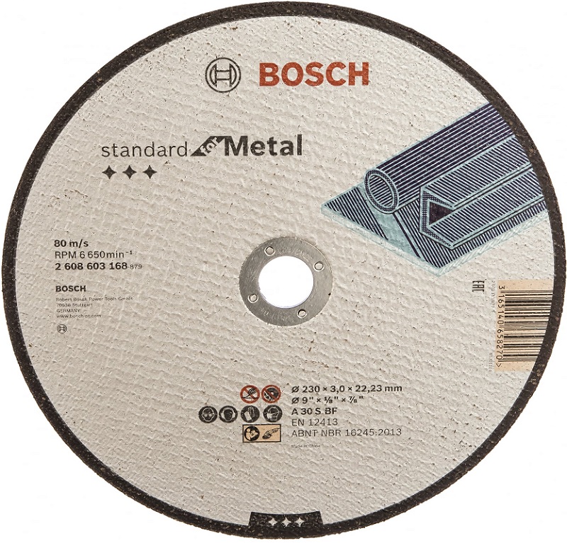 Круг отрезной по металлу Standard Bosch 2608603168, 230x3х22.2 мм