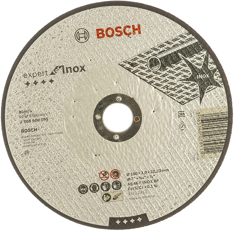 Диск отрезной по нержавеющей стали Bosch 2608600095, 180х22.2 мм