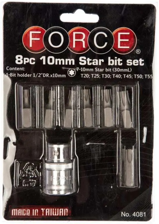Набор бит 1/2 Force 4081 Torx (T20-T55, 8 предметов)