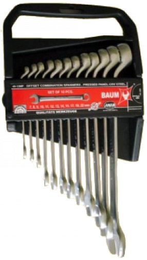 Набор комбинированных ключей отогнутых на 75° BAUM 40-12MP, 6-22 мм, 12 предметов