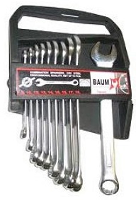 Набор комбинированных ключей отогнутых на 15 градусов  BAUM 33-10MP, 8-19 мм, 10 предметов