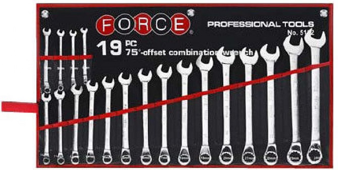 Набор комбинированных ключей отогнутых на 75° Force 5192, 6-24 мм, 19 предметов