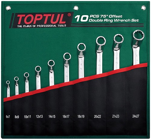Набор накидных ключей отогнутых на 75° TOPTUL GRAI1001, 6-27 мм, 10 предметов