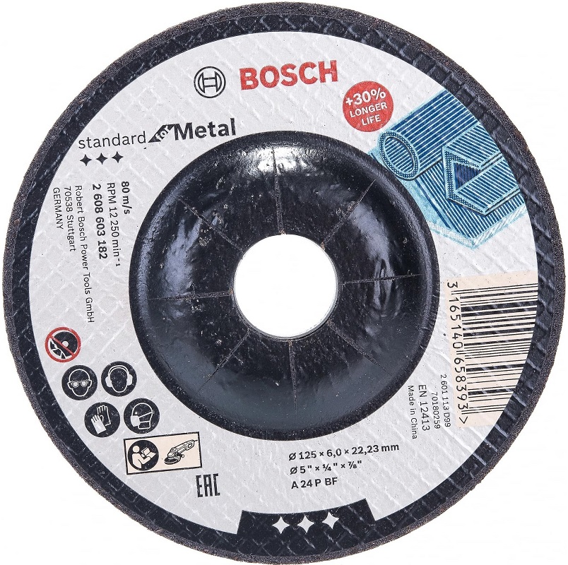Обдирочный круг по металлу A 24 P BF Bosch 2608603182, 125х6х22.2 мм