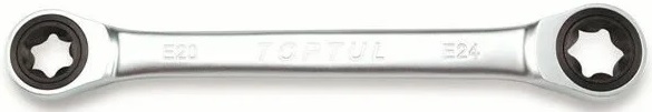 Трещоточный накидной ключ звездочка Toptul AOAC1418, E14xE18 мм