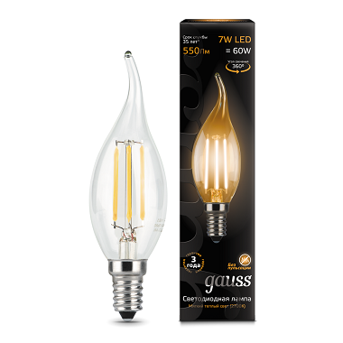 Светодиодная лампа GAUSS 104801107 LED Filament Свеча на ветру E14 7W 550lm 2700К 1/10/50