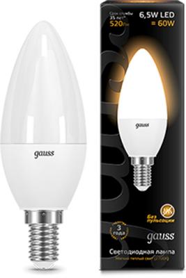 Светодиодная лампа GAUSS 103101107 LED Свеча E14 6.5W 520lm 3000К 1/10/100