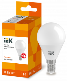 Лампа светодиодная Iek LLE-G45-3-230-30-E14 ECO G45 шар 3Вт 230В 3000К E14 IEK