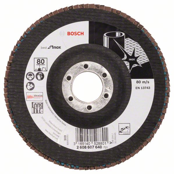 Лепестковый шлифкруг Bosch 2608607640 125 мм K80 B.f.Inox