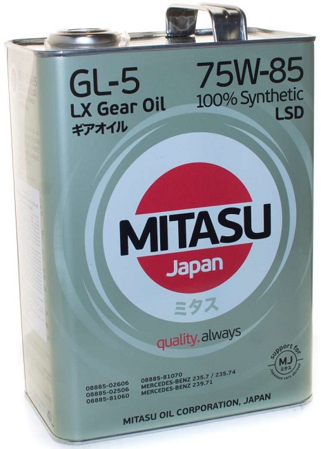 Трансмиссионное масло Mitasu MJ-412-4 GEAR OIL LSD 85W-90 4 л