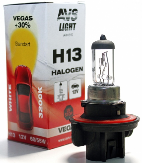 Лампа галогенная AVS Vegas H13, 12V, 60/55W