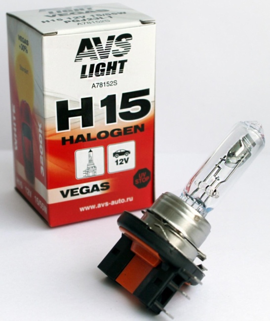 Лампа галогенная AVS Vegas H15, 12V, 15/55W