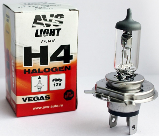 Лампа галогенная AVS Vegas H4, 12V, 60/55W