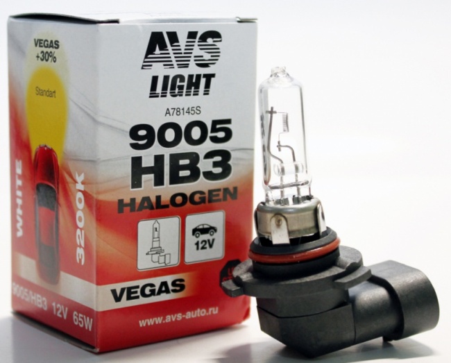 Лампа галогенная AVS Vegas HB3/9005, 12V, 65W