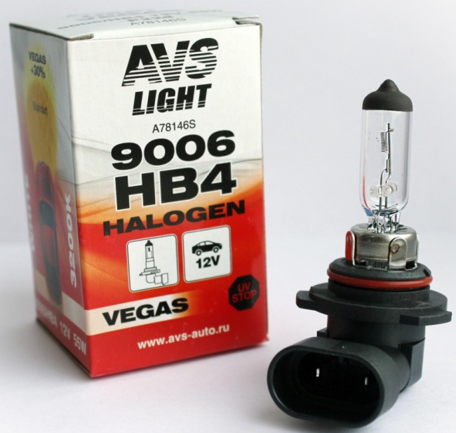 Лампа галогенная AVS Vegas HB4/9006, 12V, 55W