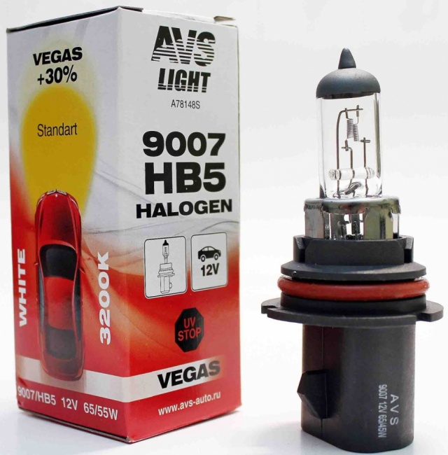 Лампа галогенная AVS Vegas HB5/9007, 12V, 65/55W