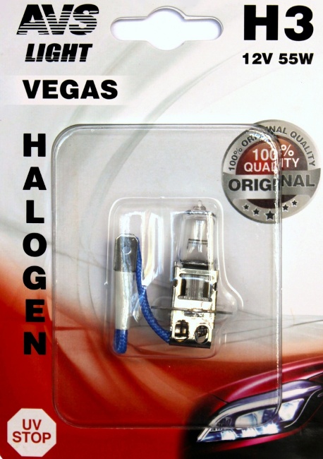 Лампа галогенная AVS Vegas в блистере H3, 12V, 55W