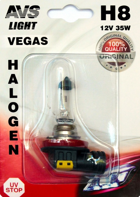 Лампа галогенная AVS Vegas в блистере H8, 12V, 35W