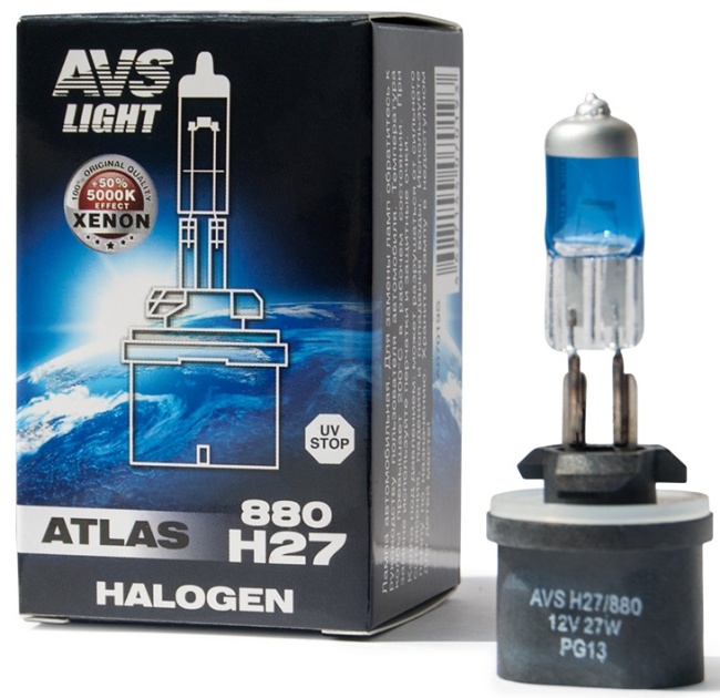 Лампа галогенная AVS ATLAS BOX 5000К, H27/88, 12V, 27W