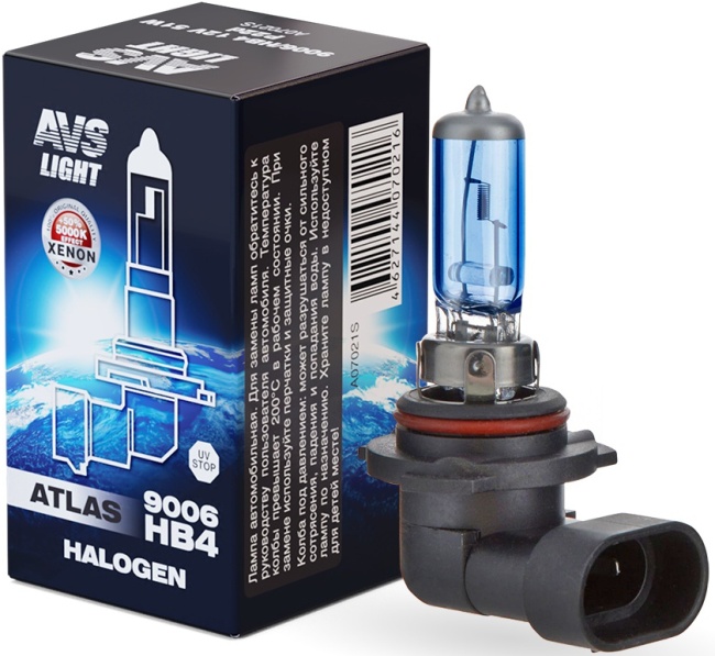 Лампа галогенная AVS ATLAS BOX 5000К, HB4/9006, 12V, 55W