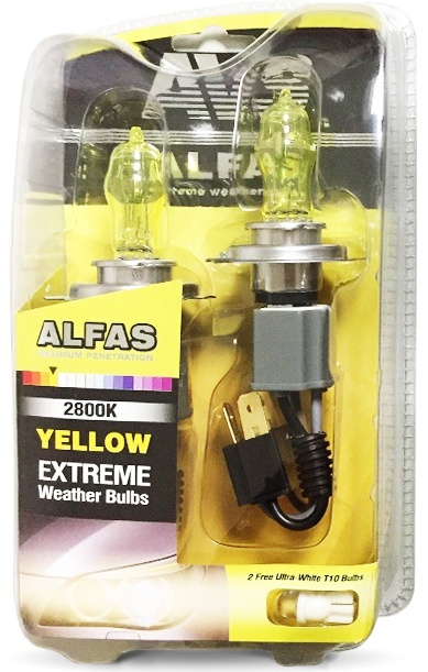 Газонаполненные лампы AVS Alfas жёлтый 2800К, H4, 12V, 75/85W комплект 2 штуки