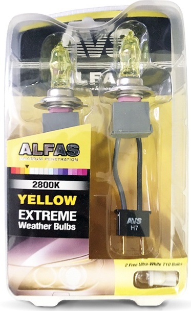 Газонаполненные лампы AVS Alfas жёлтый 2800К, H7, 12V, 85W комплект 2 штуки