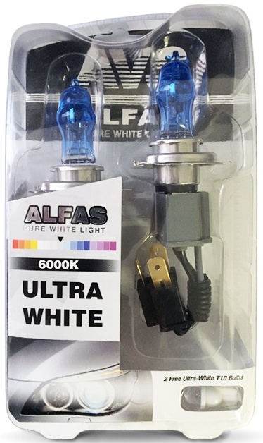 Газонаполненные лампы AVS Alfas ультра-белый 6000К, H4, 12V, 75/85W комплект 2 штуки