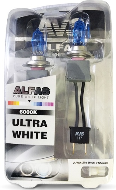 Газонаполненные лампы AVS Alfas ультра-белый 6000К, H7, 12V, 85W комплект 2 штуки