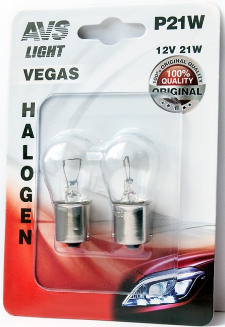 Лампа AVS Vegas 12V, P21W (BA15S) в блистере 2 штуки
