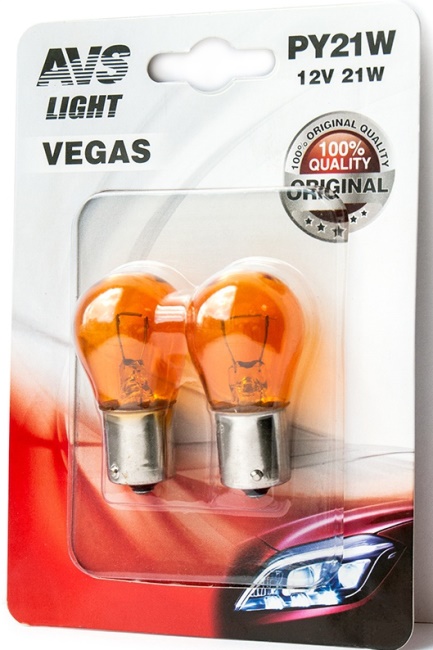 Лампа AVS Vegas 12V, PY21W (BAU15S) Orange в блистере 2 штуки