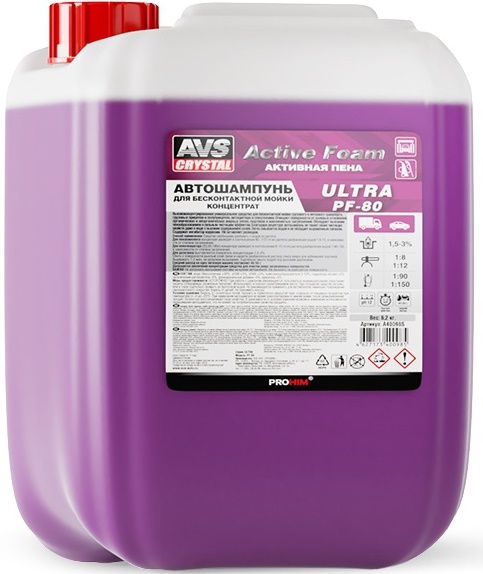 Автошампунь для бесконтактной мойки Active Foam (1:8-12) AVS ULTRA PF-80 (5 литров)