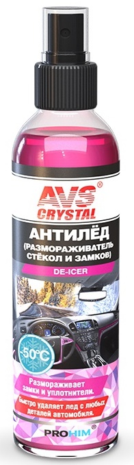 Размораживатель стёкол и замков Антилёд с распылителем AVS AVK-186 (250 мл)