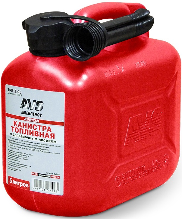 Канистра для топлива пластиковая (красная) AVS TPK-05 (5 литров)