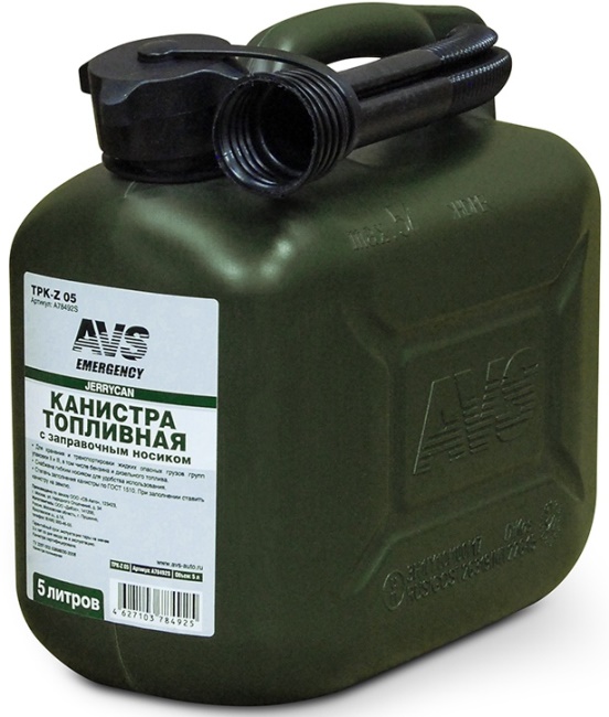 Канистра для топлива пластиковая (тёмно-зелёная) AVS TPK-Z 05 (5 литров)