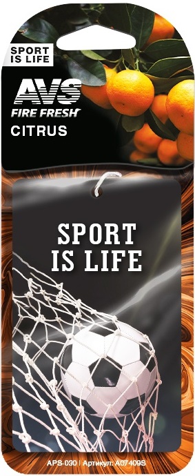 Ароматизатор AVS APS-030 Sport is Life (аромат Citrus / Цитрус), бумажный
