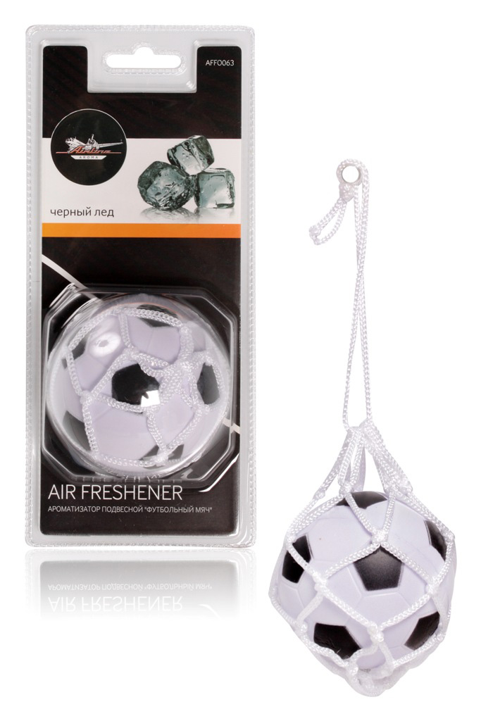 Ароматизатор подвесной Футбольный мяч Черный лед AIRLINE AFFO063