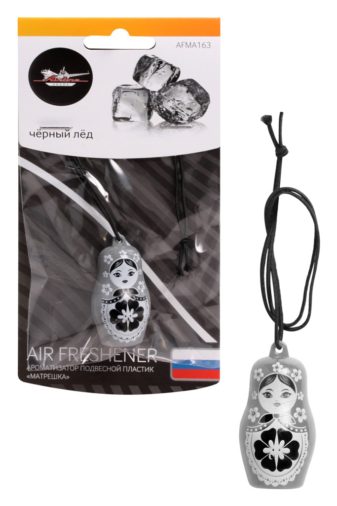 Ароматизатор подвесной пластик Матрешка Черный лед AIRLINE AFMA163