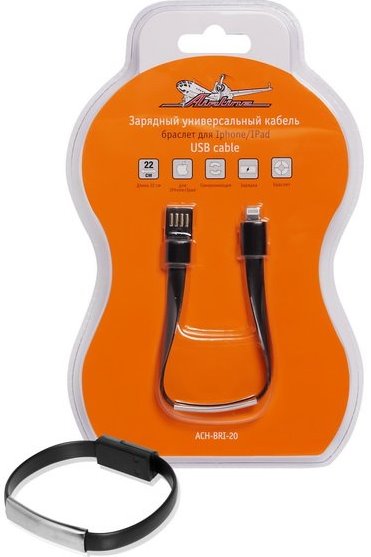 Зарядный универсальный кабель-браслет AIRLINE ACH-BRI-20 для Iphone / IPad